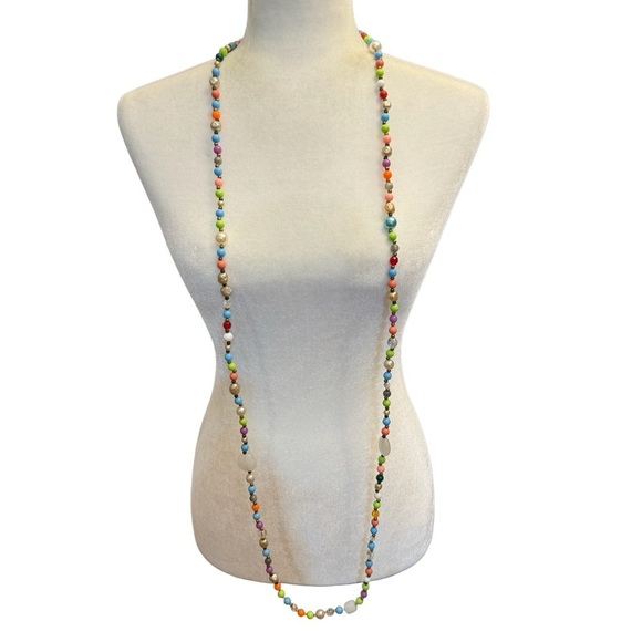 Beautiful Vintage Long 30” Multicolored Bead Necklace - Picture 2 of 10